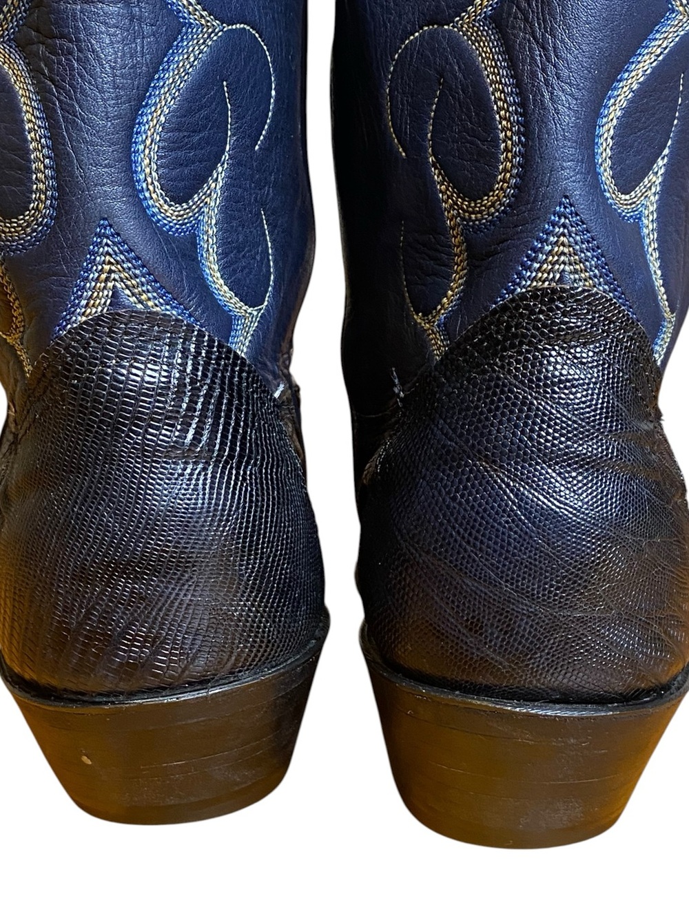 Nocona 1550-28-005 Vintage Blue Lizard & Leather Western Cowgirl Boots SZ 7D - Picture 6 of 15